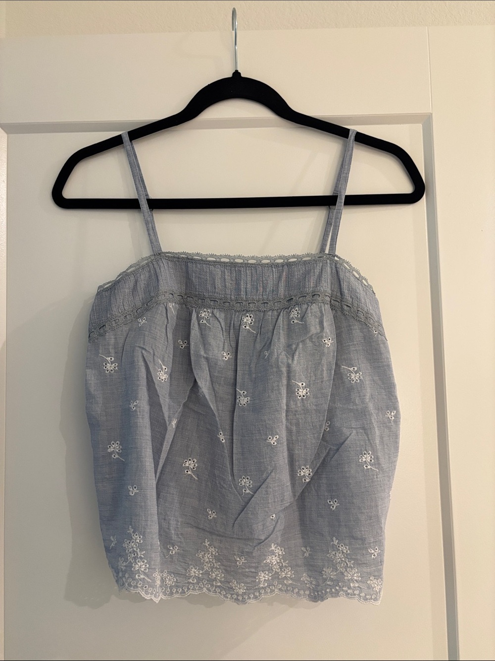 Abercrombie & Fitch 100% Cotton Light Blue Embroidered Tank Top Size Small